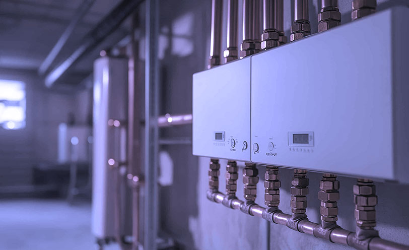 Boiler plant maintenance inspection in progress